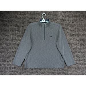 Tommy Bahama Shirt Mens Medium Gray 1/4 Zip Pullover Long Sleeve Casual Golf